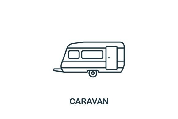 Caravan Icon: A Modern Graphic Design Asset for Content Publishers