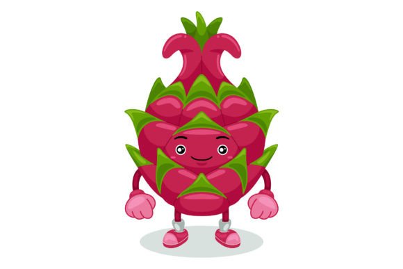 Cute Dragon Fruit Mascot Vector Graphics