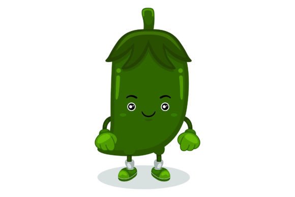 Cute Green Chili Mascot Vector Graphics