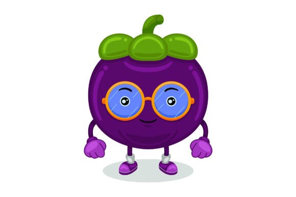 Cute Mangosteen Mascot Character Vector Graphics