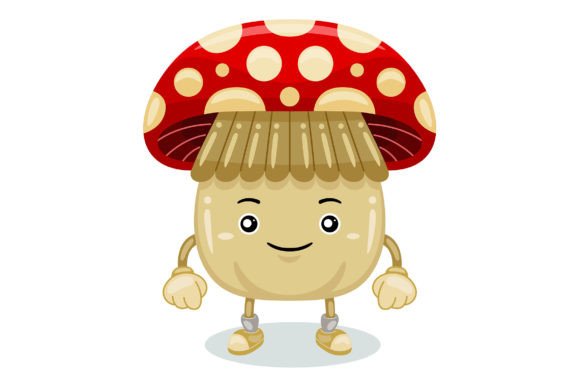 Cute Mushroom Mascot Character Vector Graphics