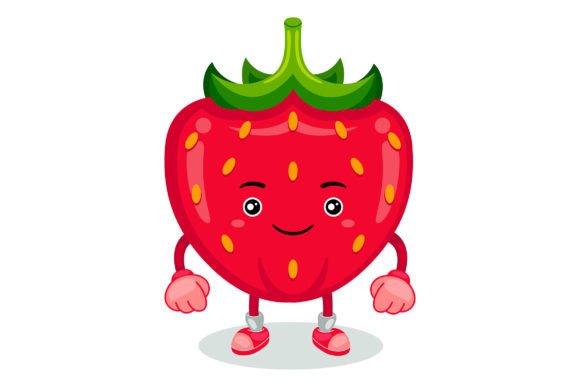 Cute Strawberry Mascot Character Vector Graphics