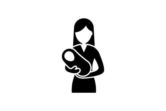 Nurse Holding a Newborn Child Icon Graphics