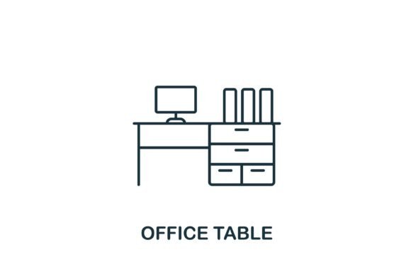 Office Table Icon: A Versatile Graphic Design Asset